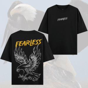 Fearless Eagle Oversized T-Shirt – Cotton French Terry | Black