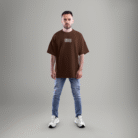 CLASSY brown oversized t-shirt for men made with French Terry cotton - minimal streetwear by Checks and Solids