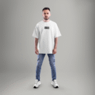 CLASSY white oversized t-shirt for men in French Terry cotton - minimal printed tee from Checks and Solids