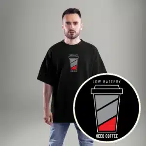 Need Coffee Minimal Black Oversized Tee - Unisex