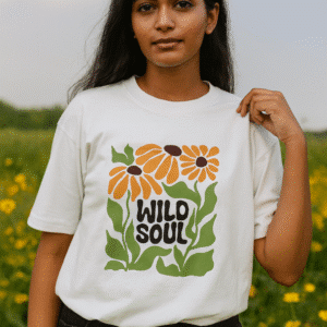 Oversized White Graphic T-Shirt – Wild Soul Floral Print