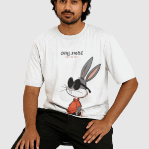 Chill Mode Activated Oversized White Premium Cotton Streetwear