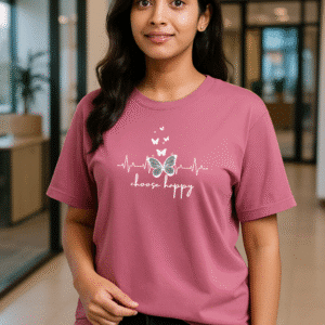 Oversized Women’s T-Shirt – Choose Happy | Checks & Solids