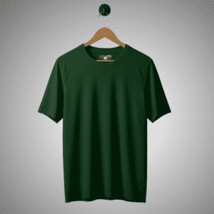 Solid Bottle Green Regular Fit T-Shirt - 100% Cotton